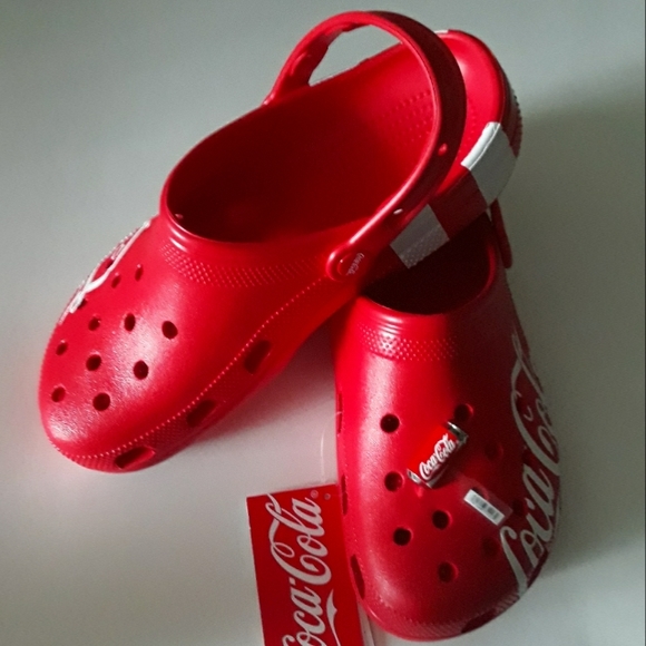 (New) RARE Crocs Coca Cola Clogs & Crocs Coca Cola Can Jibbitz (M8/W10) - Picture 2 of 9